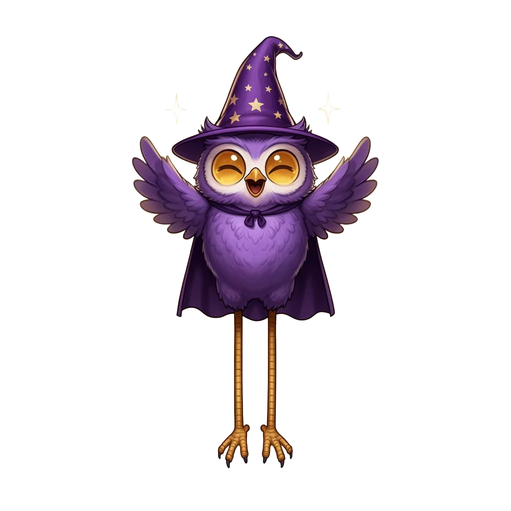 Stollas, sua coruja-mago amigável, flutuando no espaço